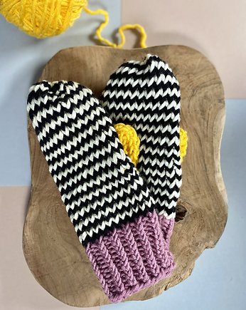 Rękawiczki jednopalczaste z wełny merino mix żółty, HisOutfit