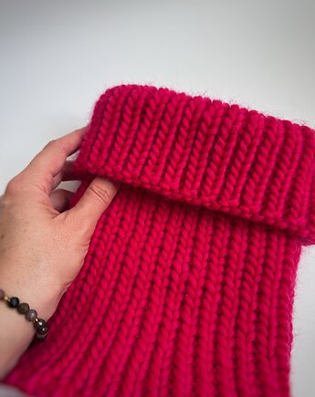 Gruby komin wełniany - magenta, Kocie Motki
