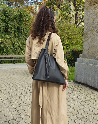 Czarna torebka ze skóry, modeMania