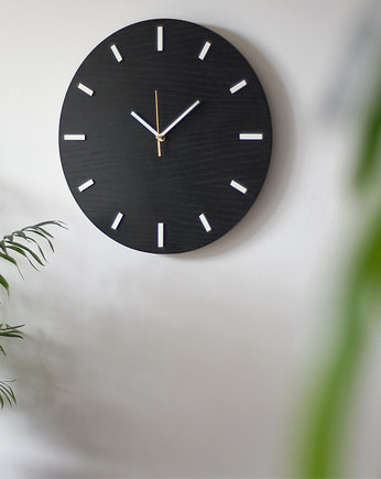 40 cm, bezgłośny zegar ścienny, czarny, Silva Drewniane Dekoracje