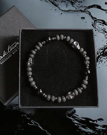 CZACHY :skulls : turmalin, lawa, hematyt : glam rock : męska bransoletka, kaktusia