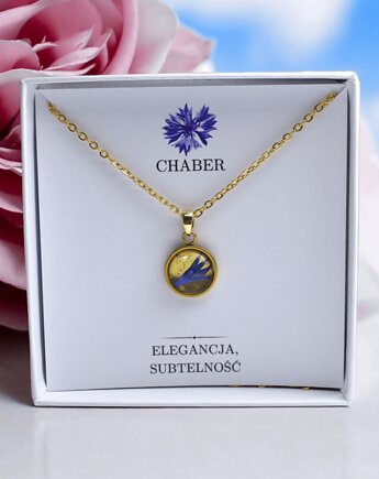 Delikatny złoty okrągły naszyjnik chaber z płatkami złota, Lovely Jewellery