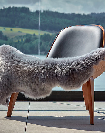 Skóra owcza naturalna szara popielata rozmiar S 80-90cm dywan naturalny Bio, Vanuba