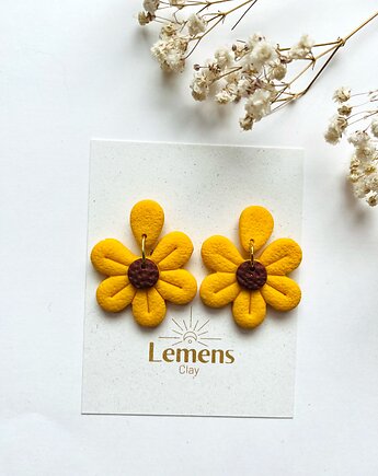 Kolczyki słoneczniki z gliny, Lemens.clay
