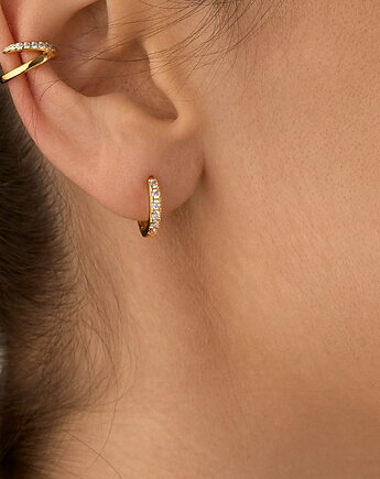 Kolczyki koła 13mm "White Belle" z cyrkoniami - srebro 925 pozłacane, Coccola JEWELLERY