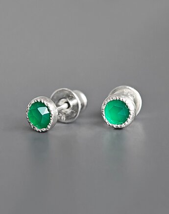 Kolczyki z zielonym agatem, srebro, Pastelove Jewelry
