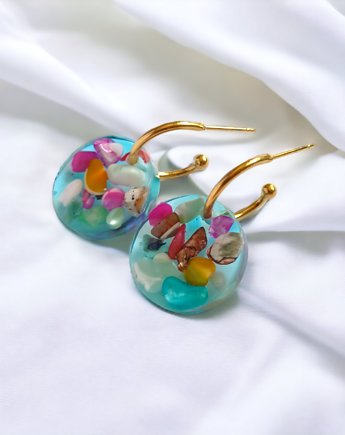 UNIKATOWE kolczyki z żywicy SUMMER beach III, kaktusia