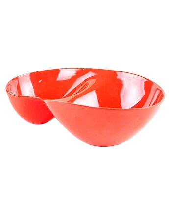 Czerwony półmisek z tworzywa, organiczna forma, lata 70., Przetwory design