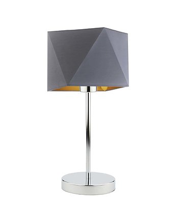 Chromowana lampka nocna w stylu glamour z abażurem WUHU GOLD, LYSNE