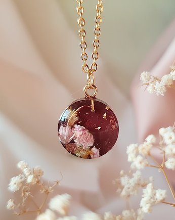 Naszyjnik z gipsówką i nawłocią 2, Jaskółcze ziele handmade 