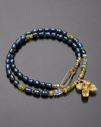 Pearls /navy blue/ perły naturalne - choker /31.03.26/, KiKa pracownia