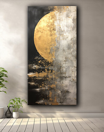 Abstrakcyjny księżyc - Obraz na płótnie - Druk, Blejtrama, Loft #4, Black Sapphire Art