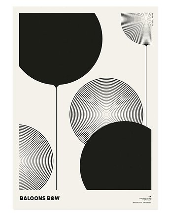 Plakat abstrakcyjny, abstrakcja, geometria - Balony B&W, Galeria EMU