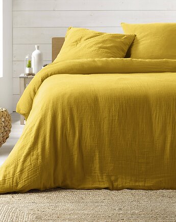 Komplet pościeli muślinowej MUSSOLA 240x220 cm żółty, MIA home