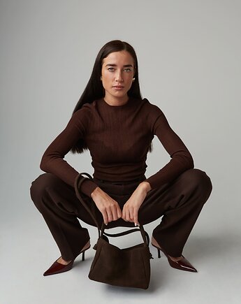 Meru - zamszowa torebka na ramię lub do ręki, Lava Flow