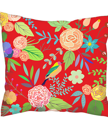 Poduszka full print, kwiaty i ptaki, Love Life and Forest