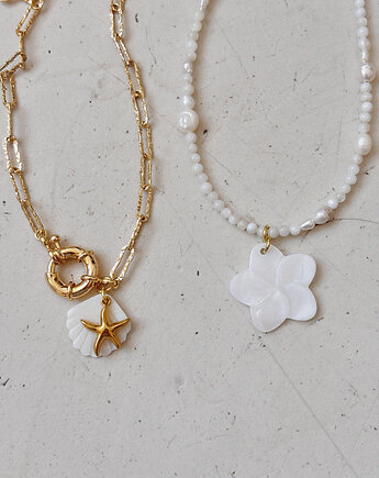 Naszyjnik letni kamień księżycowy i perły naturalne, Chmolowska Jewellery