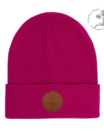 Czapka beanie z bawełny organicznej różowa, KABAK