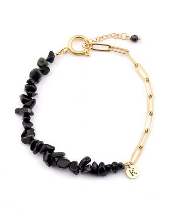 Bransoletka na nogę - Agat czarny, Kulka Bransoletki