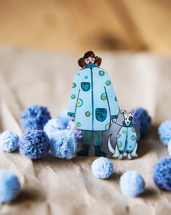 Broszka Halina z psem Dymkiem, Pintura