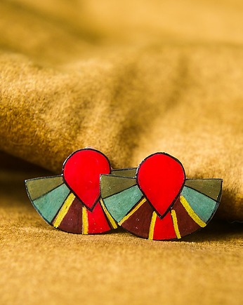 Duże geometryczne borodowo zielone klipsy, Pintura