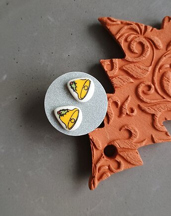 Kolczyki ceramiczne w dzwonki, biżuteria z talerzy