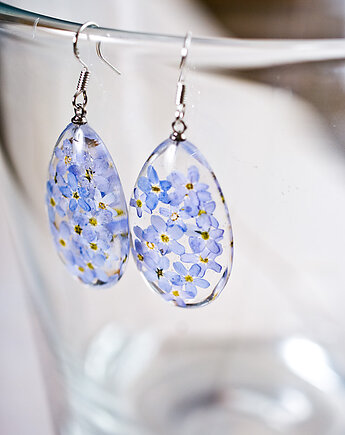 Kolczyki z niezapominajkami - żywica, srebro, So Jewelry