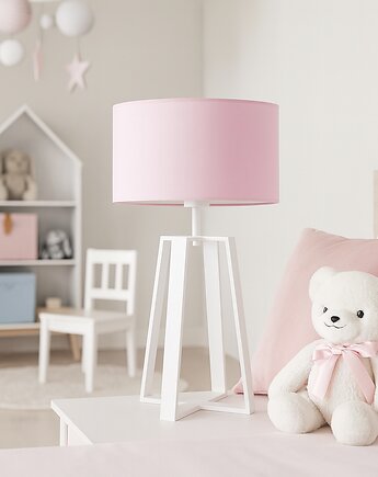 Duża lampa stołowa do pokoju dziecka THOR KIDS z pastelowym abażurem