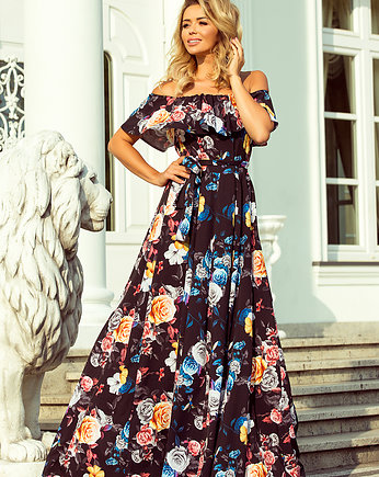 194-3 Długa suknia z hiszpańskim dekoltem, NUMOCO