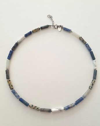 Naszyjnik, PATYCZKI labradoryt, lapis, jaspis, wielobarwny, modesign