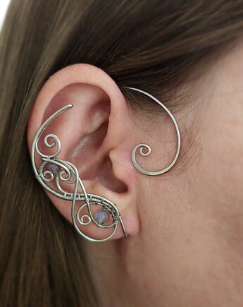 Nausznice zausznice oryginalne kolczyki labradoryt wire wrapping, Agata Rozanska