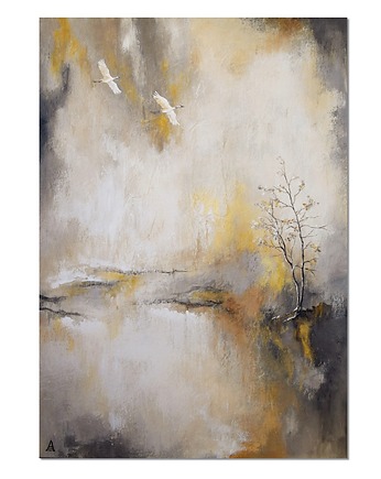 Żurawie abstrakcyjny pejzaż obraz ręcznie malowany, Galeriai