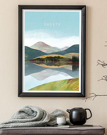 Plakat Sudety - widok z górami, minimalmill