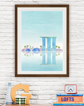 Singapur - vintage plakat A3 giclee, minimalmill