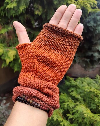 Palona pomarańcza 2/ mitenki, agat handmade