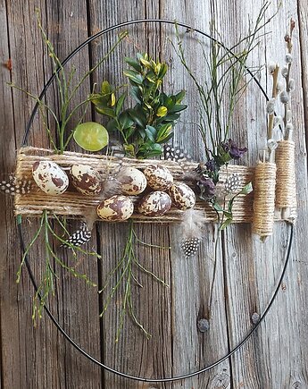 Wilkanocne Wianki Wiosenny wianek na drzwi, cynamonn