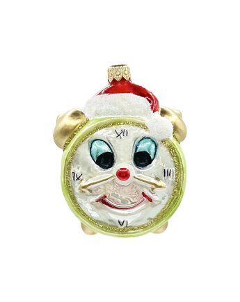 Bombka choinkowa: Zegar z czapką Mikołaja: jasnozielony, Syn Bombkarza