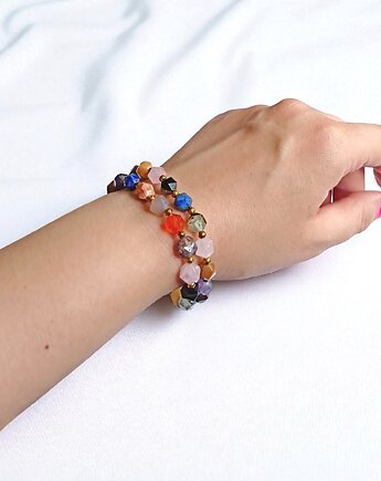 RAZEM TANIEJ! 2 bransoletki: mix kamieni: szlif gwiazdkowy 8mm, kaktusia