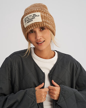 Mięsista czapka zimowa brązowa, HARP TEAM