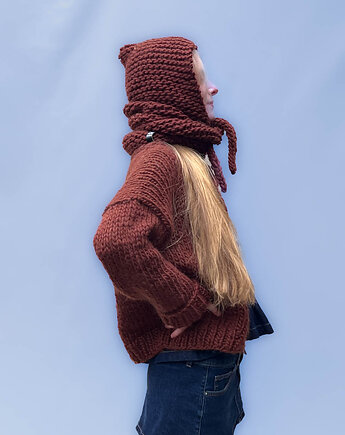 100% MERINO szaliko kaptur, PANAPUFA