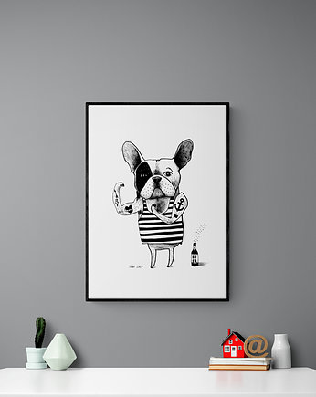 Grafika z Buldogiem Francuskim 50x70 cm, Friedman Jewelry