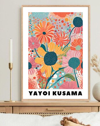PLAKAT dekoracyjny , kwiaty Yayoi Kusama, abstrakcja kolorowa, black dot studio