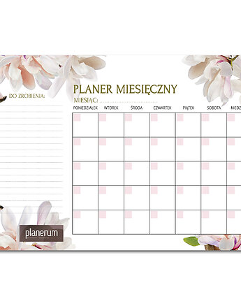 Planer Magnetyczny Suchościeralny - A3 Blossom - na lodówkę, Planerum