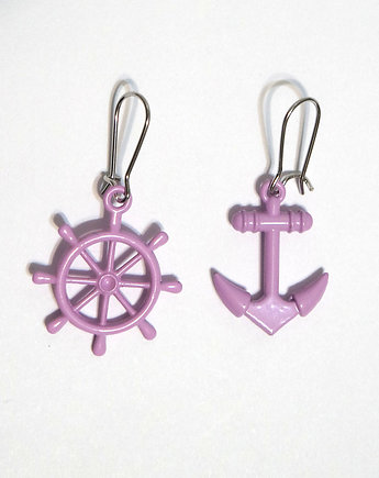 Kolczyki - kotwica, ster - lila, yenoo