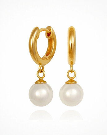 Kolczyki kreolki "Pearl Gem" z perłami Seashell- srebro 925 pozłacane, Coccola JEWELLERY