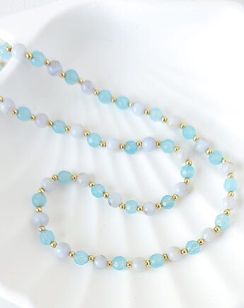 Naszyjnik z kamieni naturalnych: chalcedon, kwarc