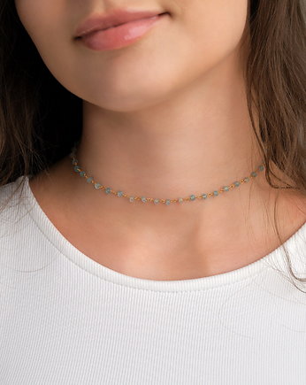 Choker akwamaryn srebro 925 pozłacane, Coccola JEWELLERY
