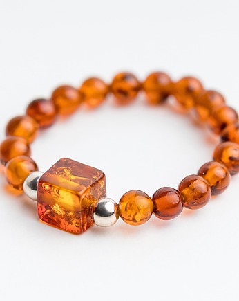 Pierścionek elastyczny bursztyn bałtycki, AmberMal