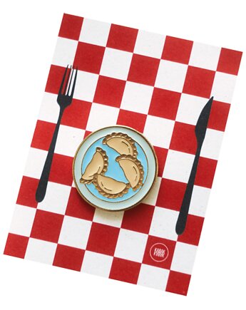 Pierogi na talerzu Pin ręcznie malowany Kabak, KABAK
