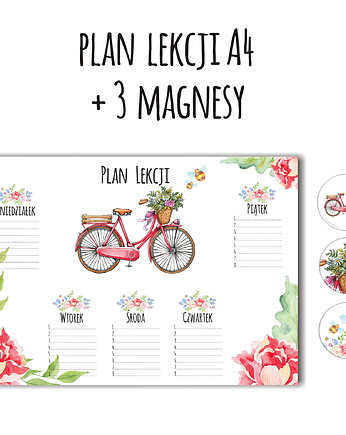 KOMPLET PLAN LEKCJI A4 + 3 MAGNESY, Pracownia Papeteria